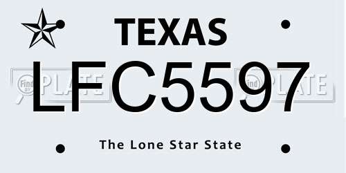 LFC5597 Texas License Plate