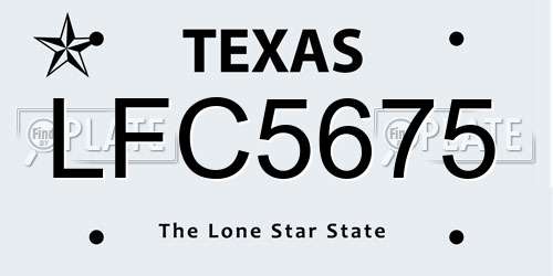 LFC5675 Texas License Plate
