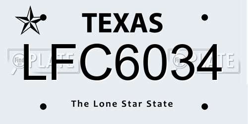 LFC6034 Texas License Plate