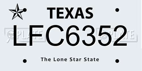 LFC6352 Texas License Plate