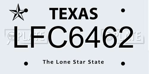 LFC6462 Texas License Plate