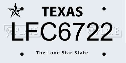 LFC6722 Texas License Plate