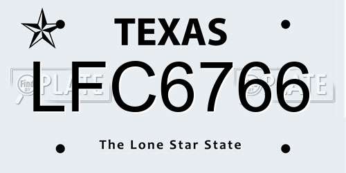 LFC6766 Texas License Plate