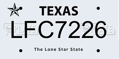 LFC7226 Texas License Plate