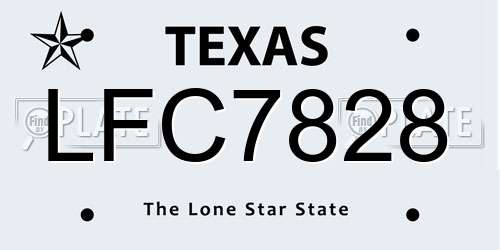 LFC7828 Texas License Plate