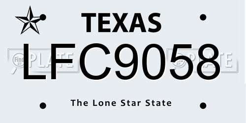 LFC9058 Texas License Plate