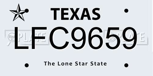LFC9659 Texas License Plate