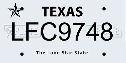 LFC9748 Texas License Plate