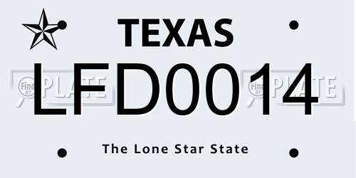 LFD0014 Texas License Plate