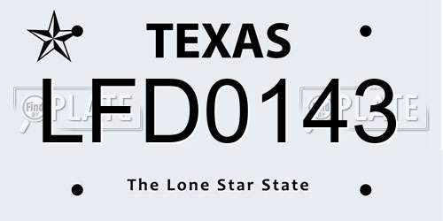 LFD0143 Texas License Plate
