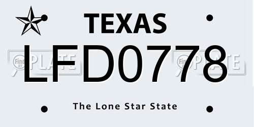 LFD0778 Texas License Plate
