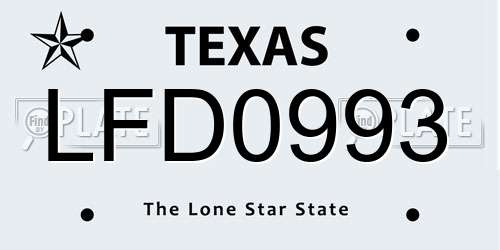 LFD0993 Texas License Plate