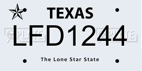 LFD1244 Texas License Plate