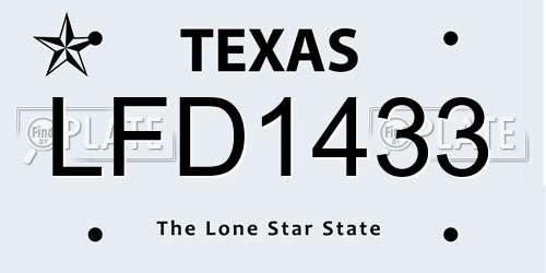 LFD1433 Texas License Plate