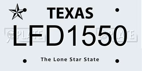 LFD1550 Texas License Plate