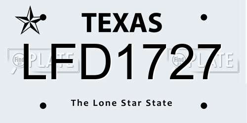 LFD1727 Texas License Plate