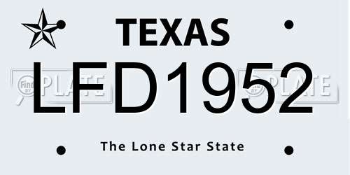 LFD1952 Texas License Plate