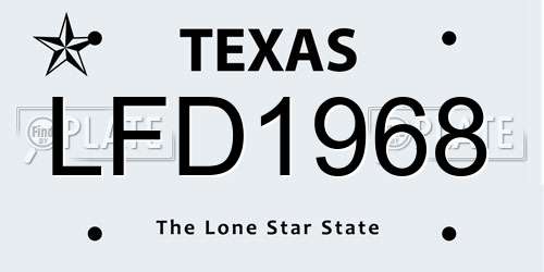 LFD1968 Texas License Plate