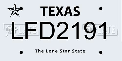LFD2191 Texas License Plate