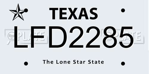 LFD2285 Texas License Plate