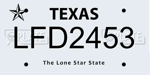 LFD2453 Texas License Plate
