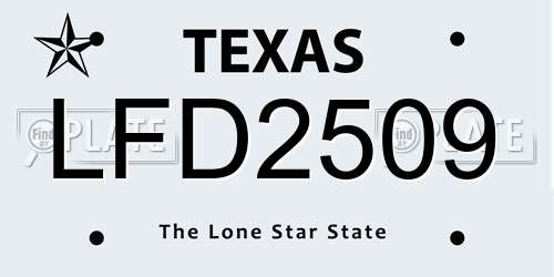 LFD2509 Texas License Plate