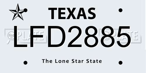 LFD2885 Texas License Plate