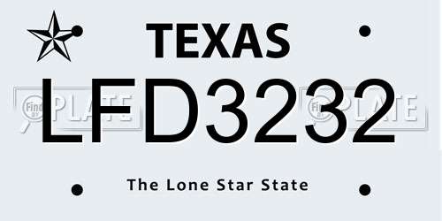 LFD3232 Texas License Plate