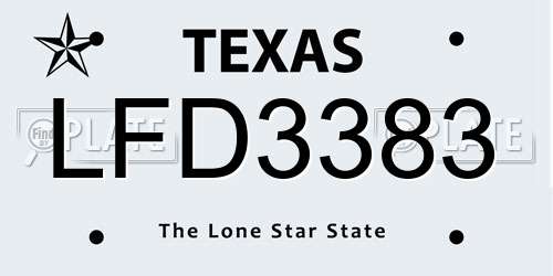 LFD3383 Texas License Plate