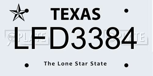LFD3384 Texas License Plate