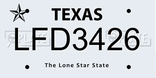LFD3426 Texas License Plate