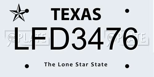 LFD3476 Texas License Plate