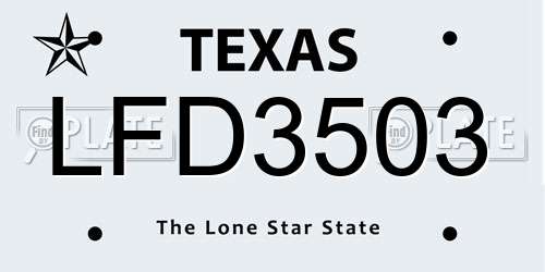 LFD3503 Texas License Plate