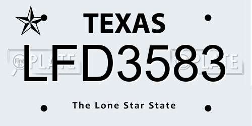 LFD3583 Texas License Plate