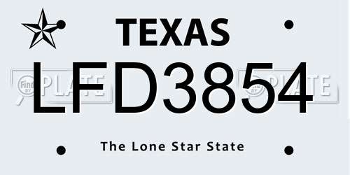 LFD3854 Texas License Plate
