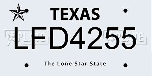 LFD4255 Texas License Plate
