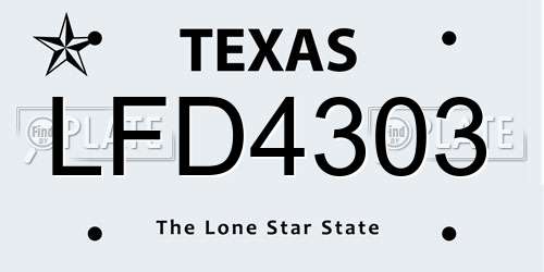 LFD4303 Texas License Plate