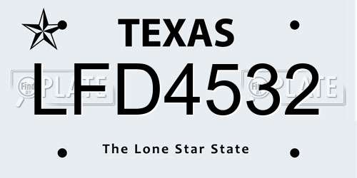 LFD4532 Texas License Plate