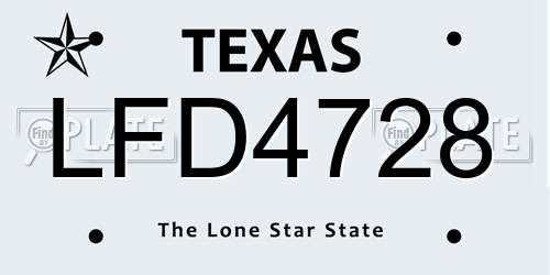 LFD4728 Texas License Plate
