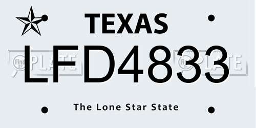 LFD4833 Texas License Plate