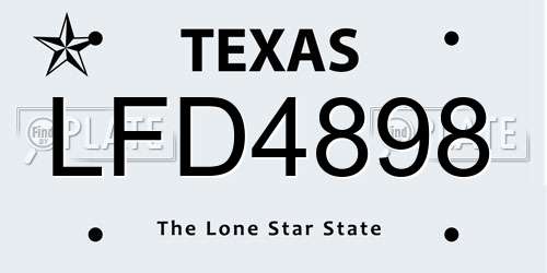 LFD4898 Texas License Plate