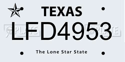 LFD4953 Texas License Plate