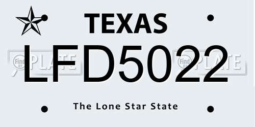 LFD5022 Texas License Plate