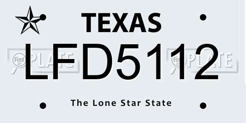 LFD5112 Texas License Plate