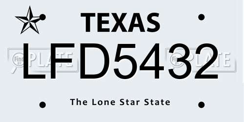 LFD5432 Texas License Plate