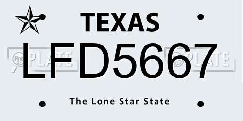 LFD5667 Texas License Plate