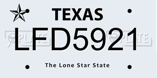 LFD5921 Texas License Plate