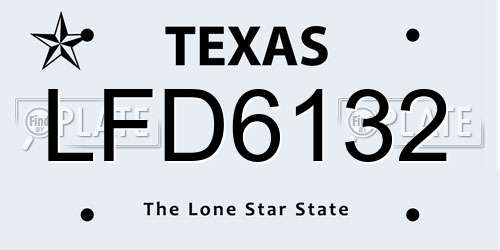 LFD6132 Texas License Plate