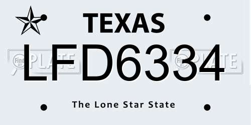 LFD6334 Texas License Plate