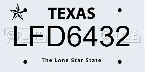 LFD6432 Texas License Plate
